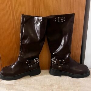 Cider Brown Buckle Boots